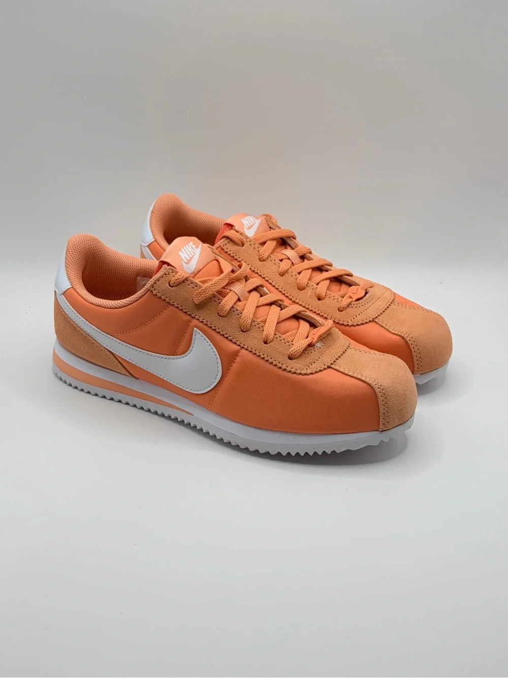 Nike Kids Cortez TXT Orange and White Retro Runner Sneakers NO BOX LID